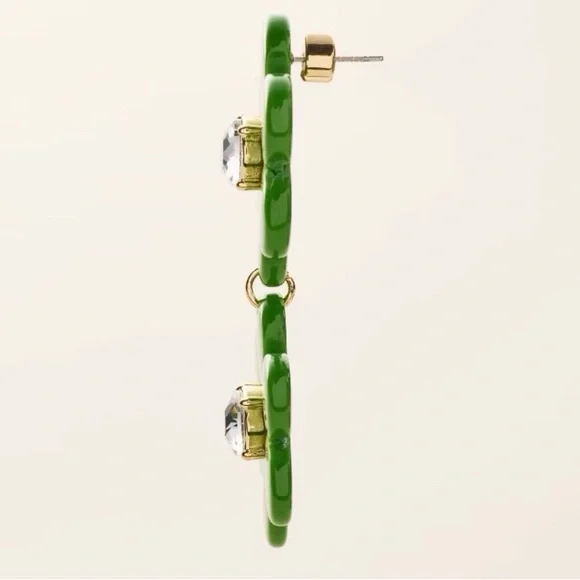 kate spade Green Floral Earrings with Crystal Centers - Picture 2 of 3